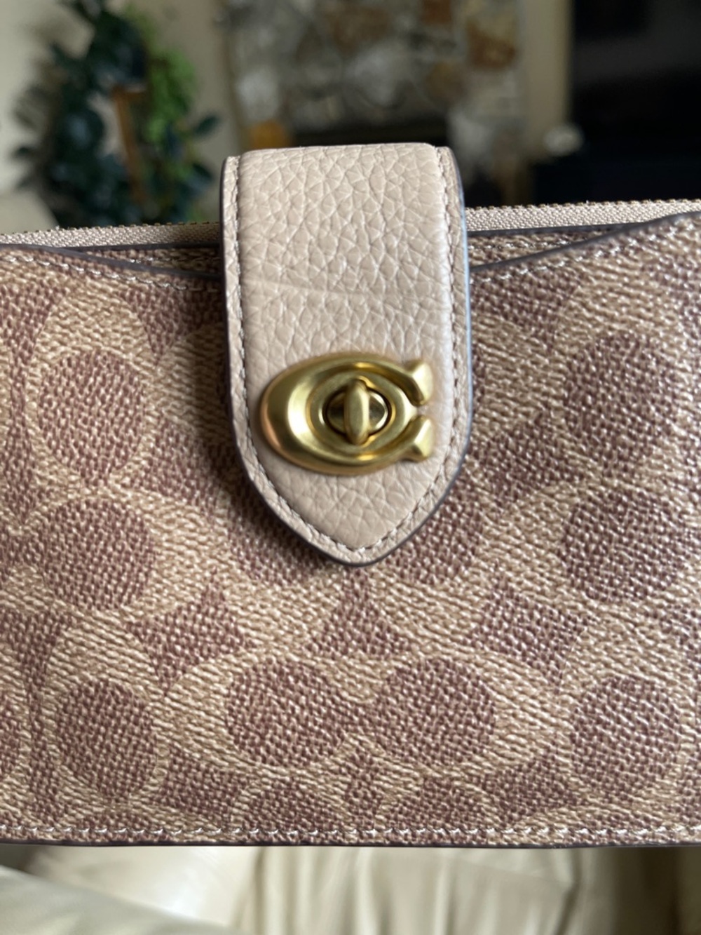 Coach Tan/Brown Signature Canvas Crossbody with Gold Chain - Picture 10 of 11